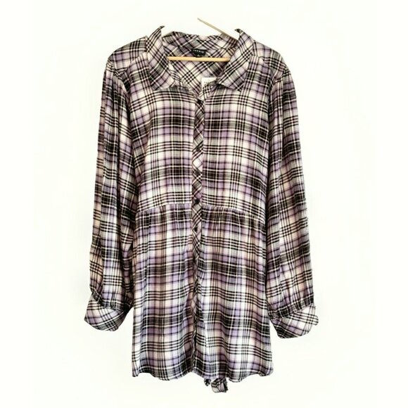 torrid Tops - Torrid Womens Brushed Acrylic Flannel Tie Back Button Up Tunic Size 5X Country